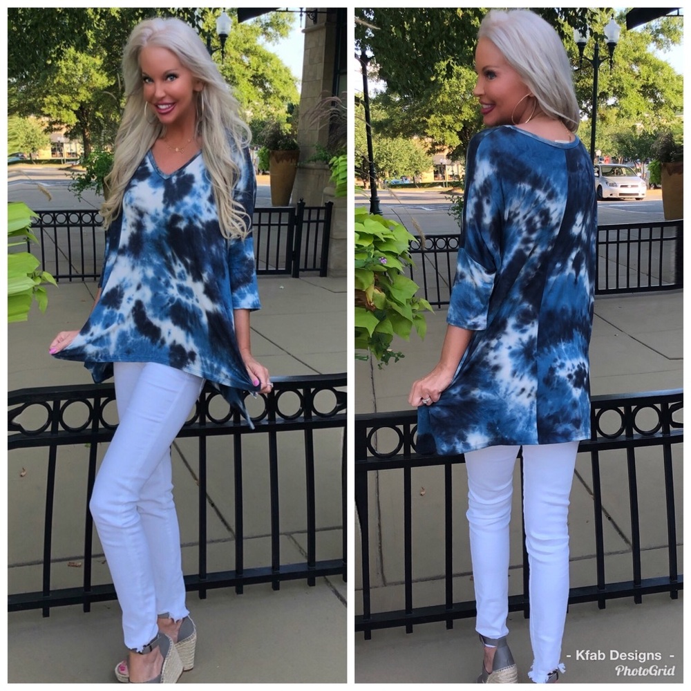 ❤️LAST 1! Navy Tie Dye Dolman Top! - Picture 6 of 9